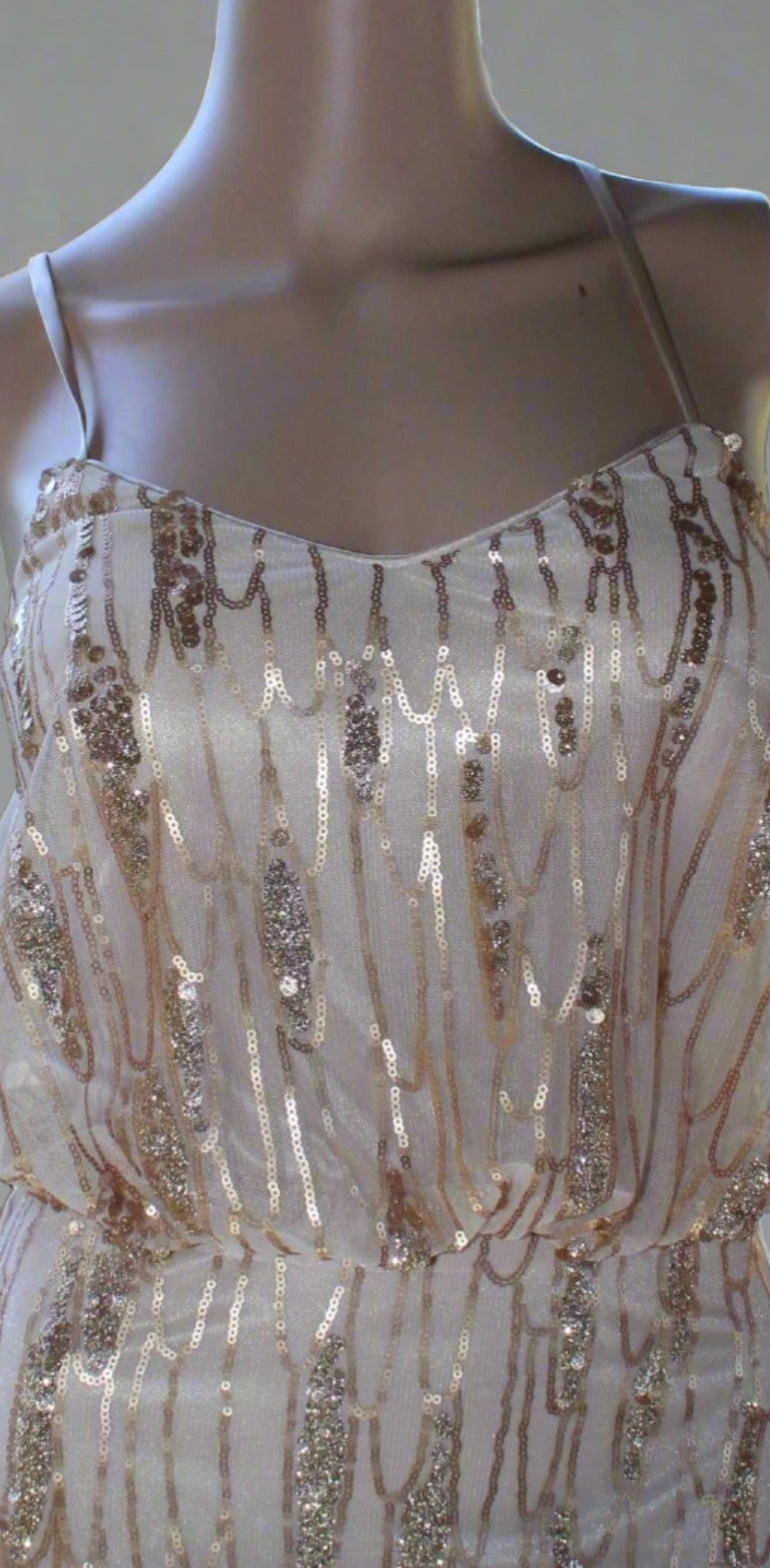 b Size 6 Gold sequinned A Line Dress