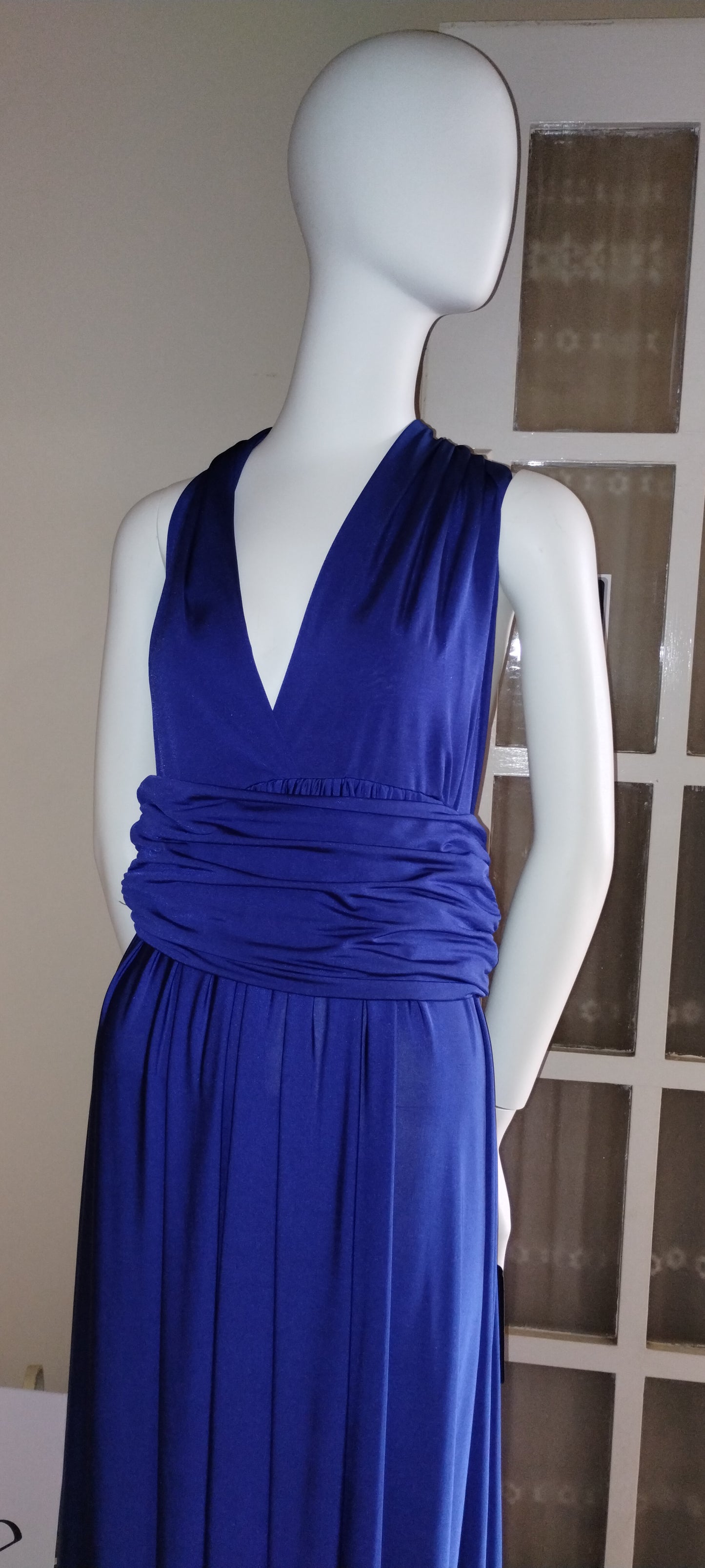 O one size fits all cobalt backless dress