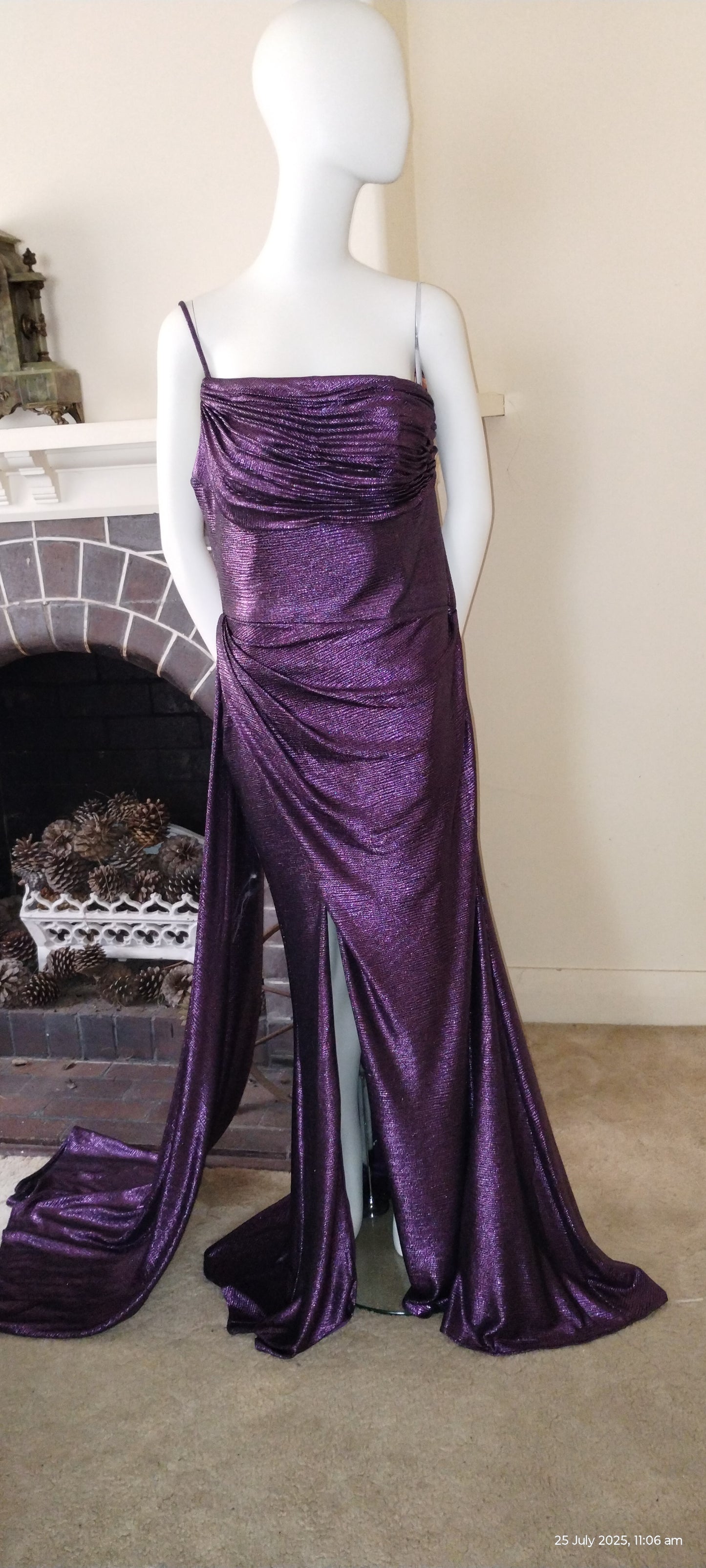 F size 14 purple glitter long dress