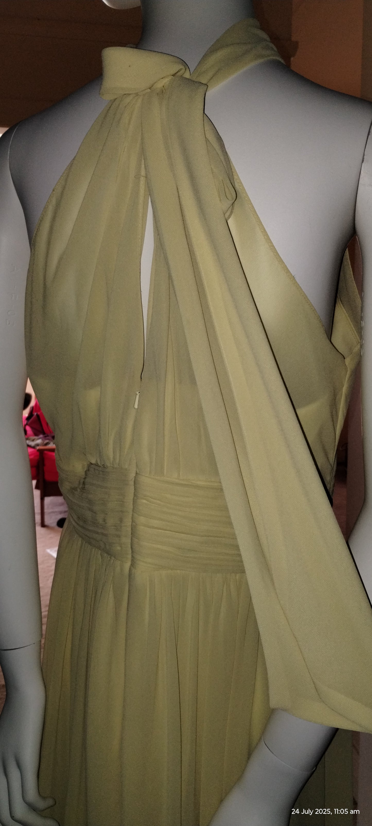 F Size 14 Yellow 50s inspired full length dress