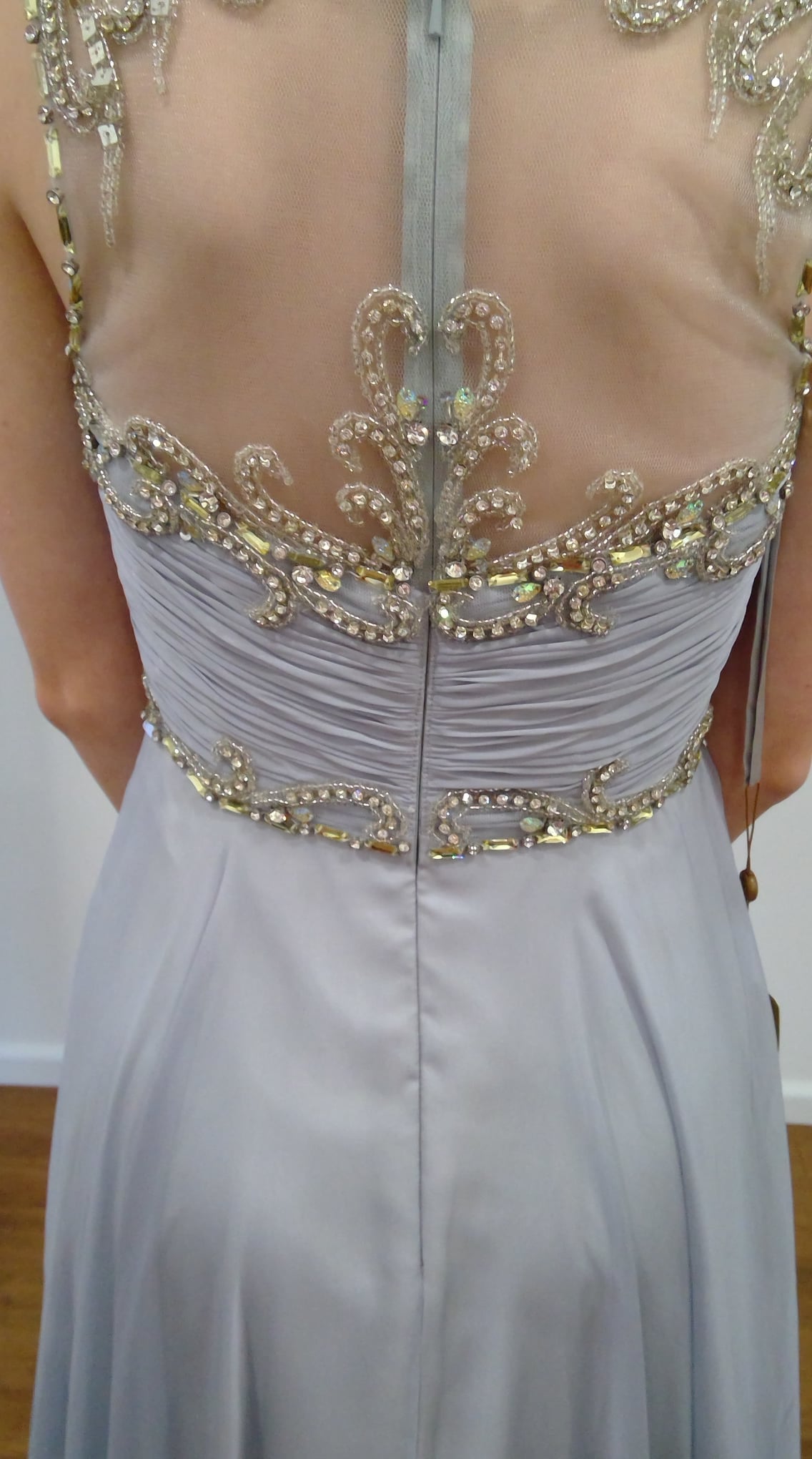 c size 8 Silver romantic beaded dress
