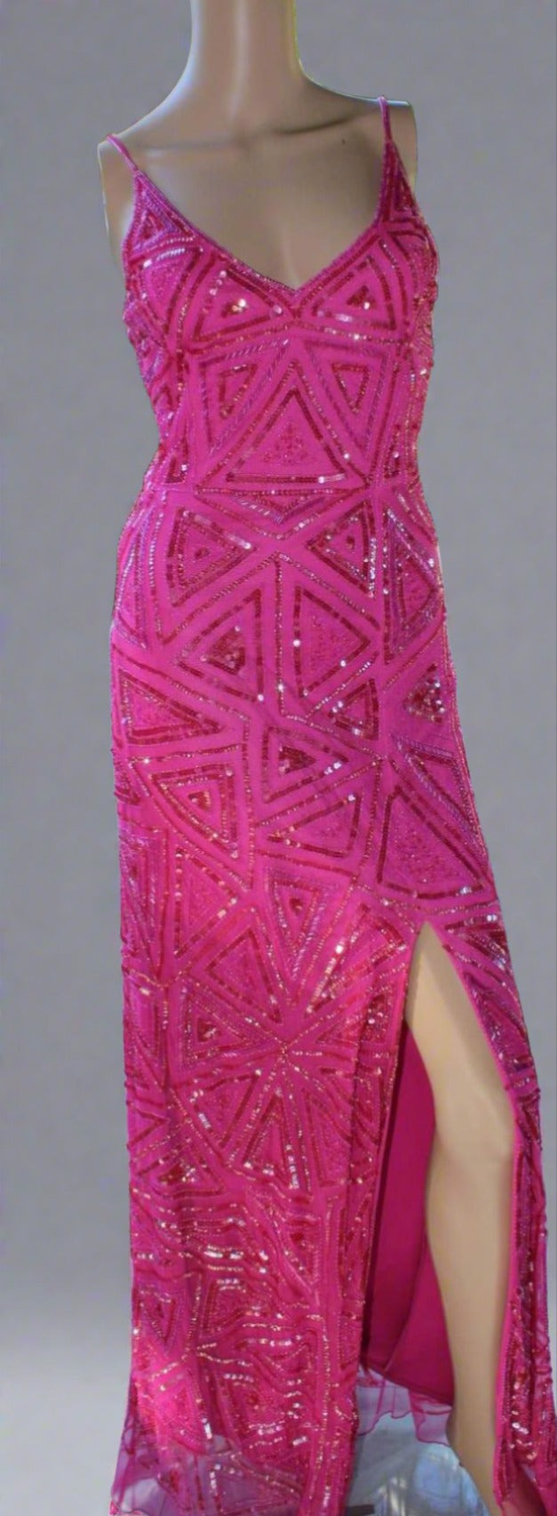 Size 6 Pink Geometric sequinned Dress