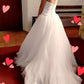 c Size 8 white strapless organza full skirted wedding dress