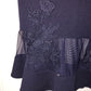 c Size 8 midnight blue princess line knee length. illusion v neck back and front.