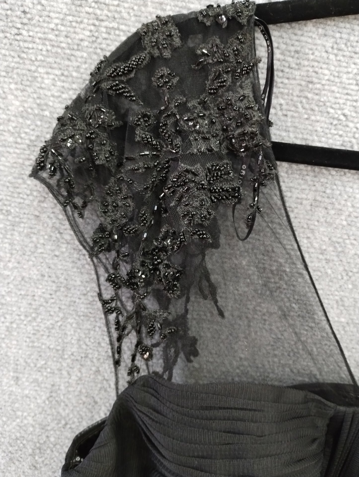 F size16 black gathered bodice empire line full length dress