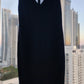 c Size 8 midnight blue princess line knee length. illusion v neck back and front.