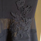 c Size 8 midnight blue princess line knee length. illusion v neck back and front.