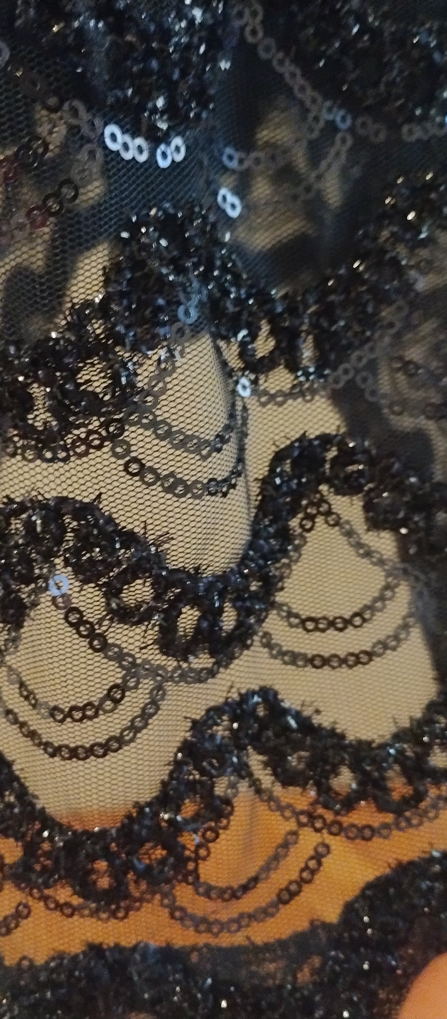 c Size 8 Navy sequinned straight to knee dress, V neck, sleeveless