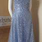 F size 16 blue sequinned full length dress