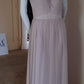 D Size 10 champagne full length dress with lace detailed bodice.