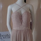 D Size 10 champagne full length dress with lace detailed bodice.