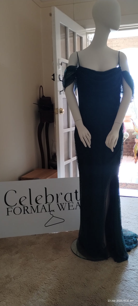 E Size 12 emerald green long dress with split skirt