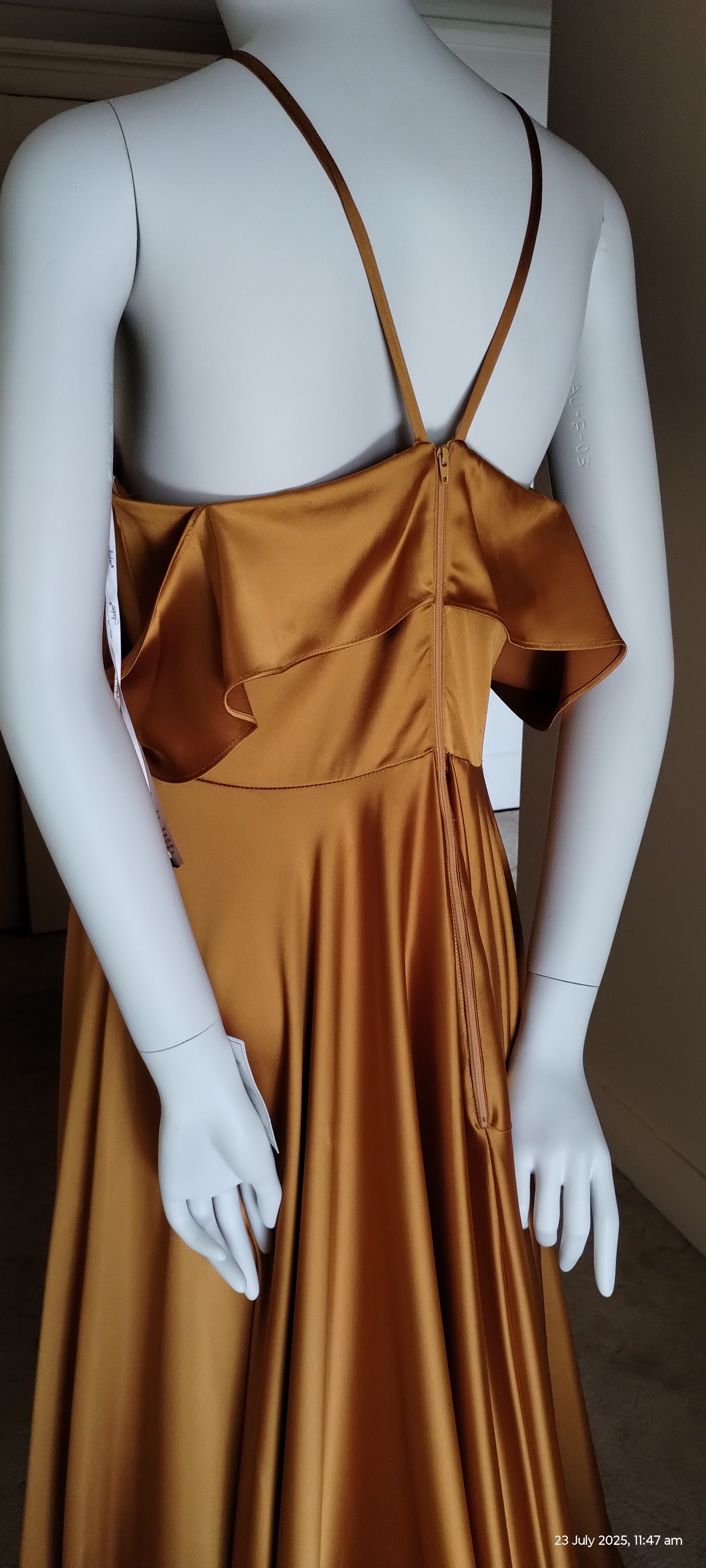 E Size 12 Satin mustard gold long dress