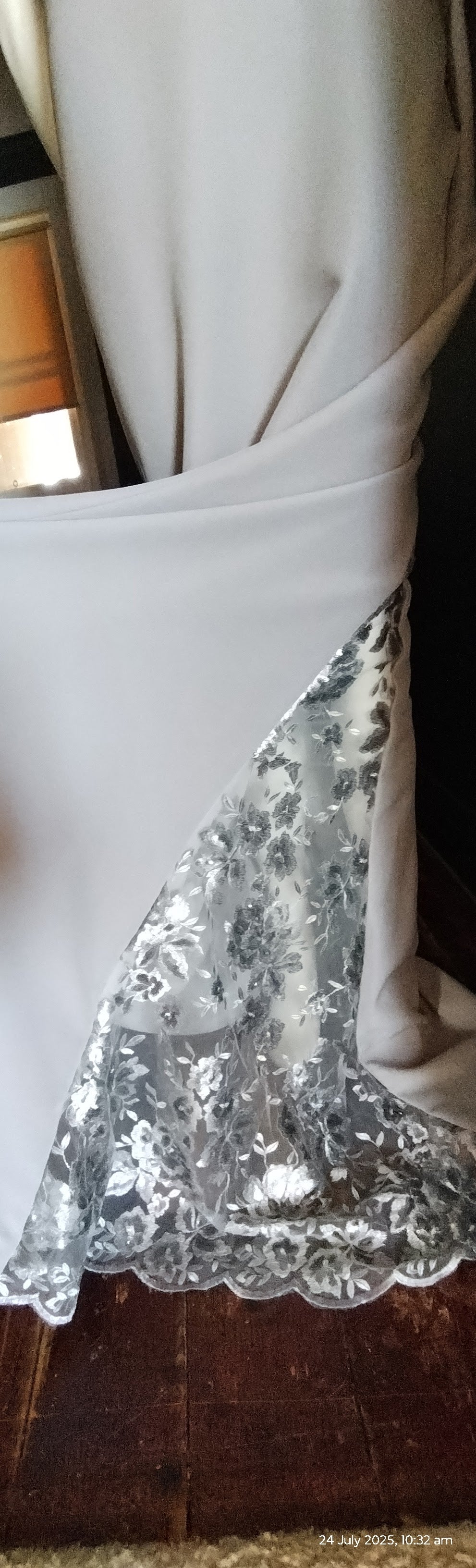 F Size 14 Dove Grey backless full length dress