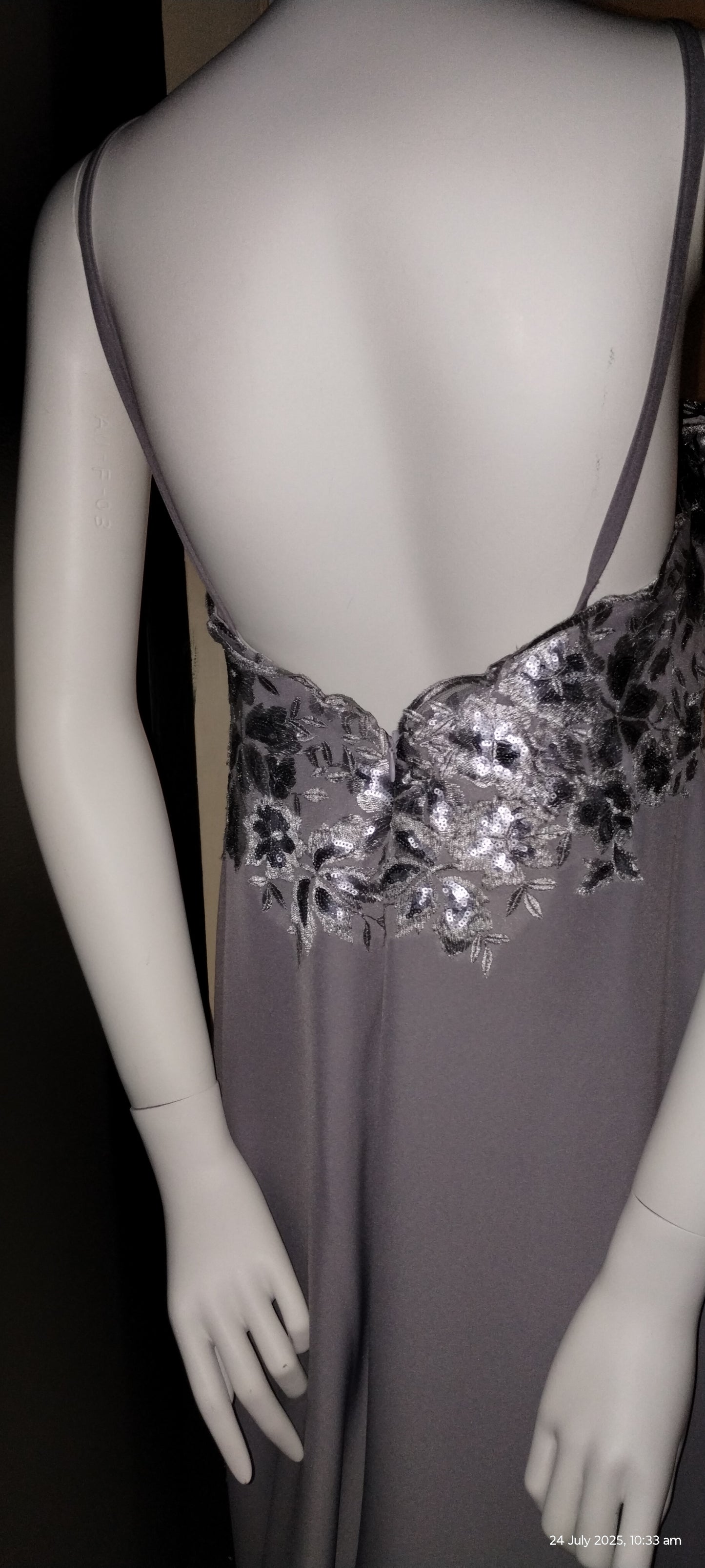 F Size 14 Dove Grey backless full length dress