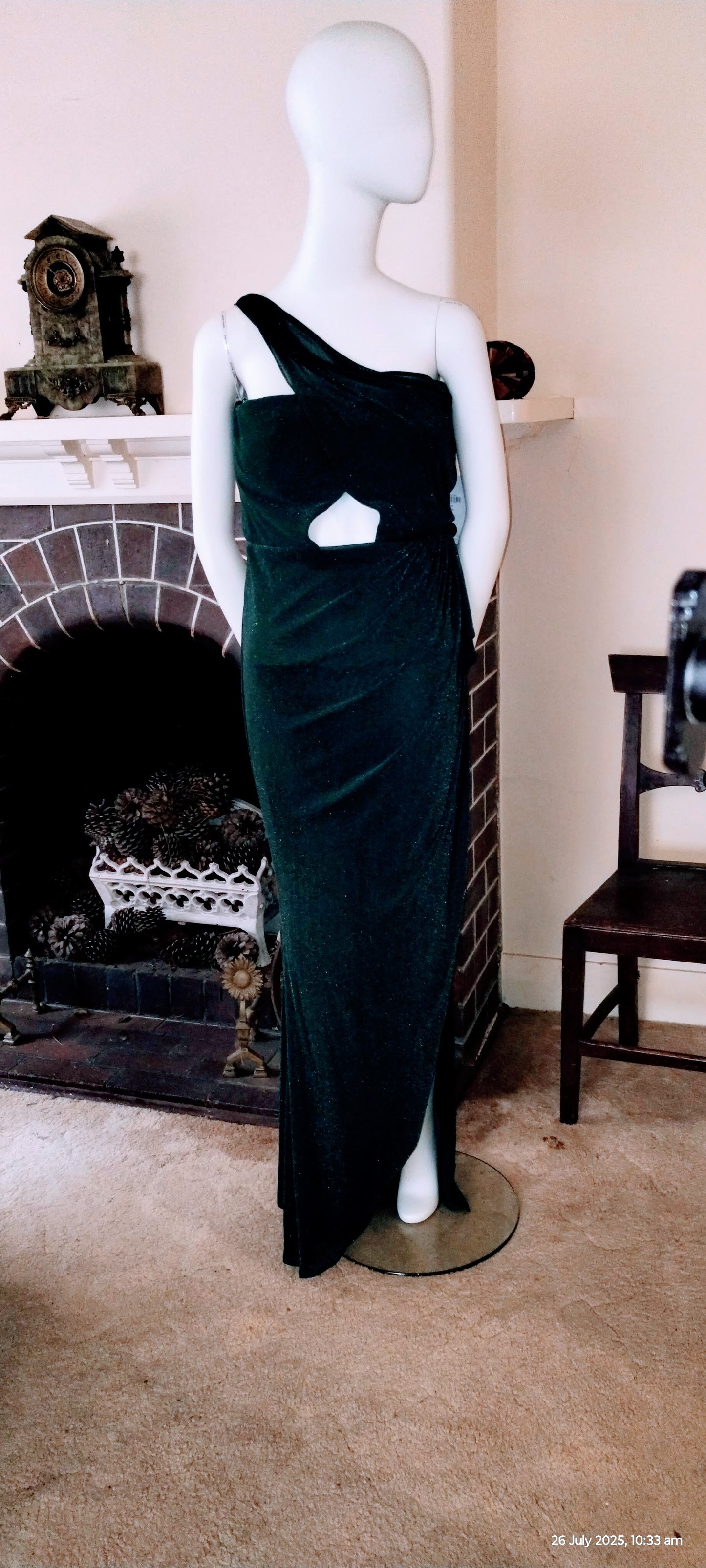 F Size 14 green glitter asymmetrical long dress