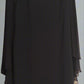 c size 8 navy straight knee length dress, georgette cape sleeves, with beaded neck detail.