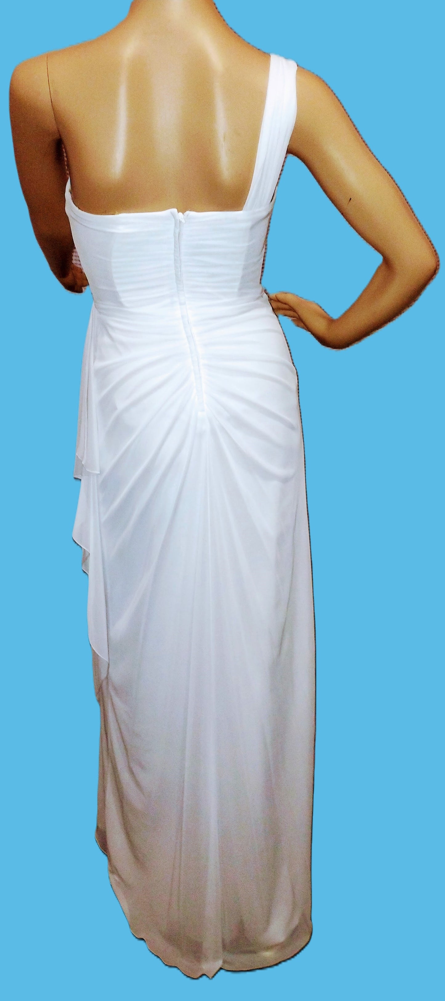 b Size 6 White One Shoulder Sweetheart Dress