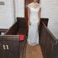 c Size 8 white lace straight dress.