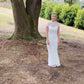 c Size 8 white lace straight dress.