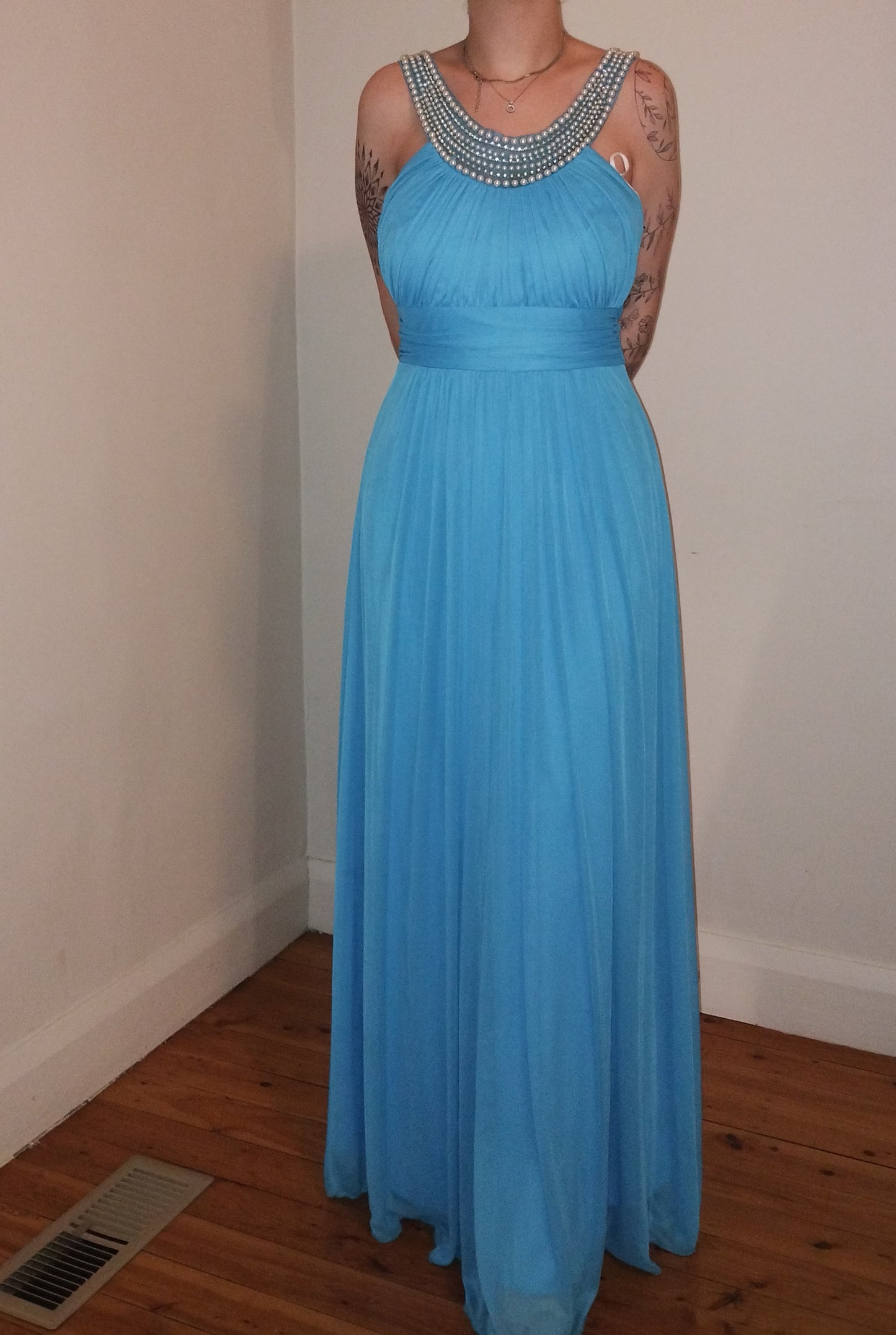 e size 12 Sky Blue Grecian styled dress