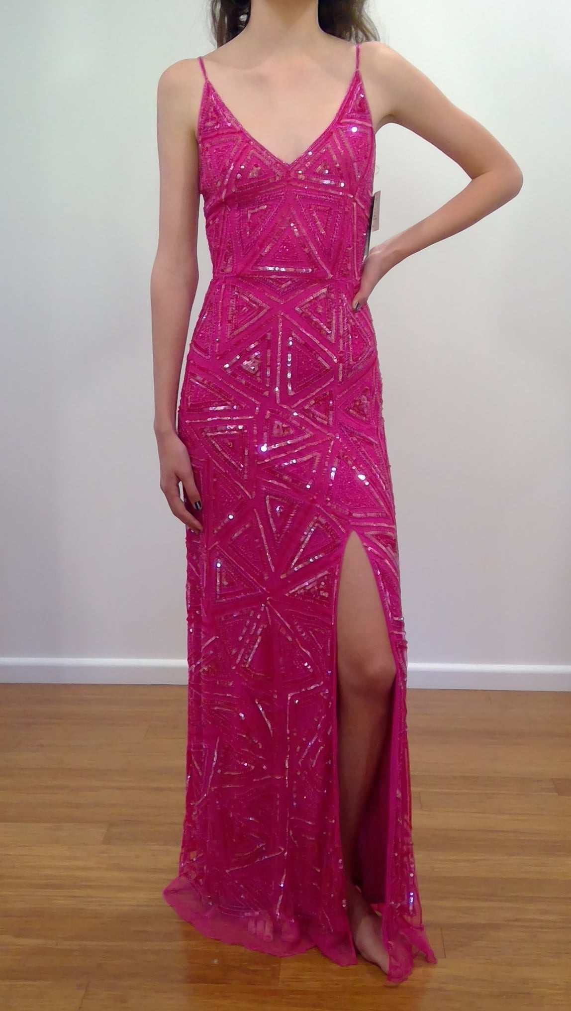 b Size 6 Pink Geometric sequinned Dress