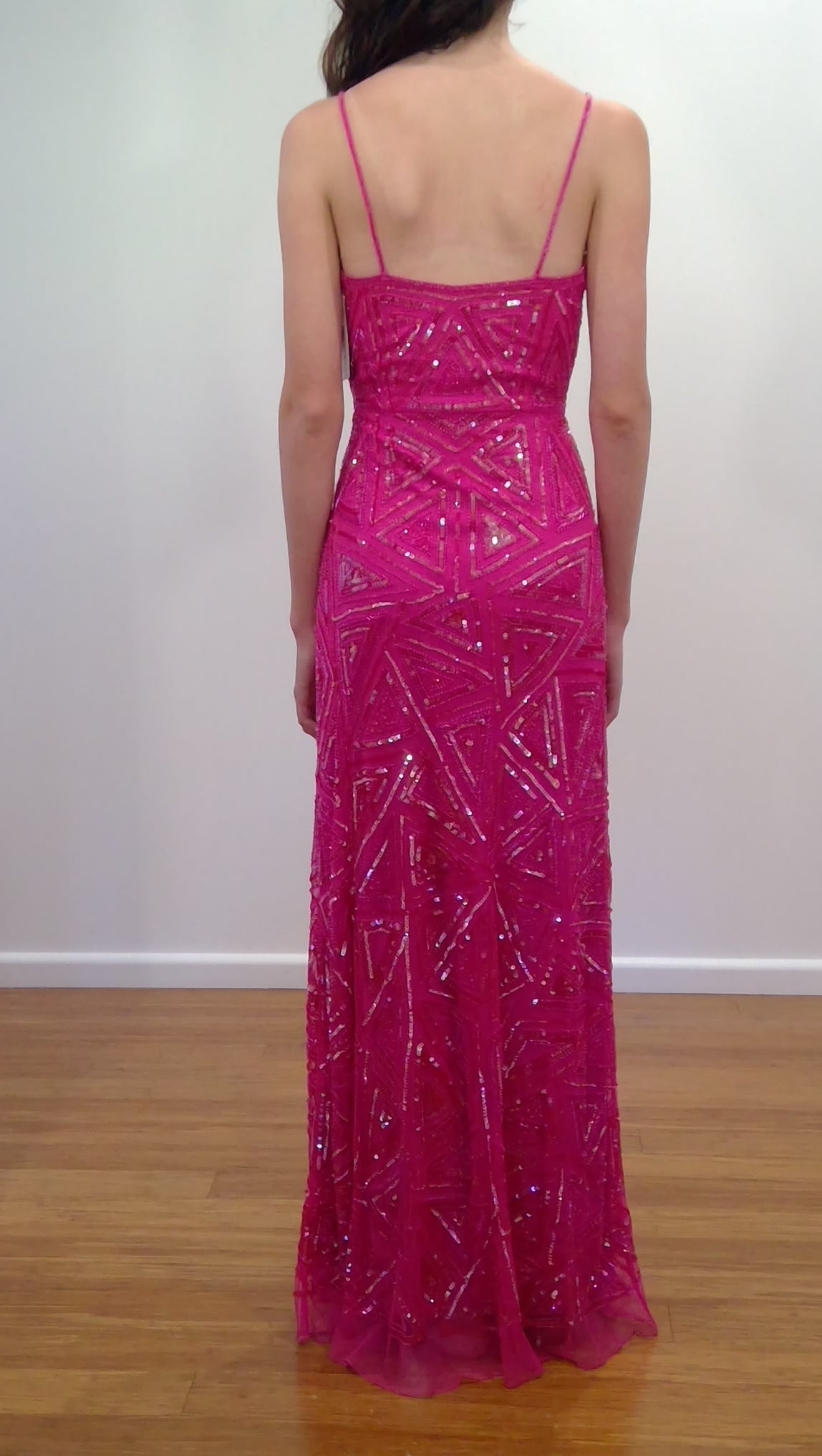 b Size 6 Pink Geometric sequinned Dress