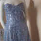 F size 16 blue sequinned full length dress