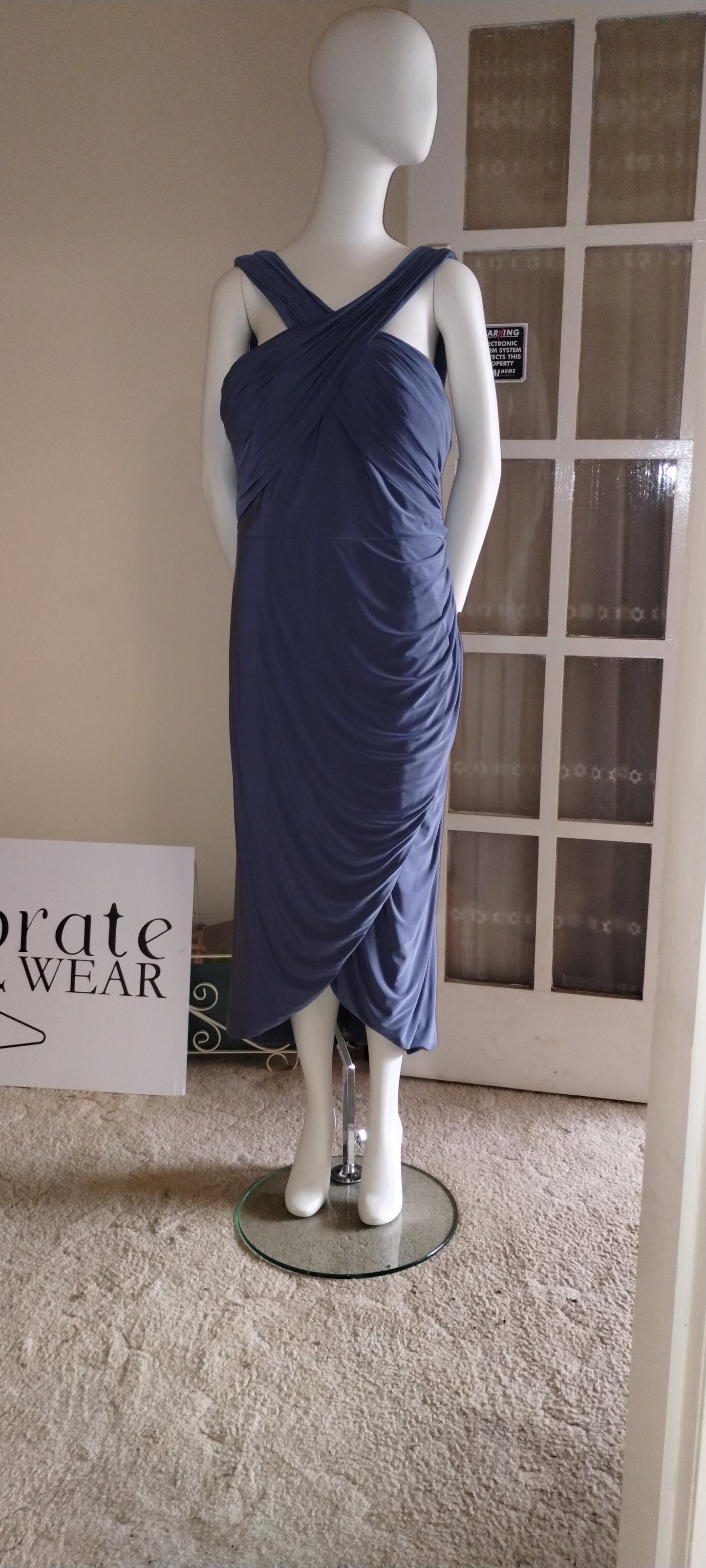 H Size 18 Slate blue crossover bodice dress