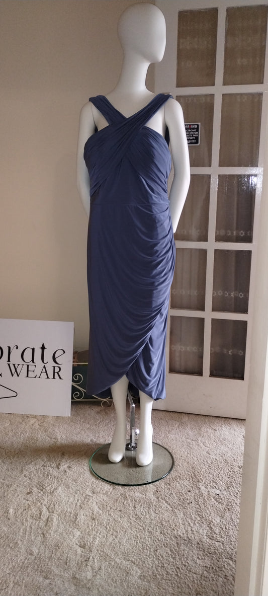 H Size 18 Slate blue crossover bodice dress
