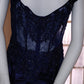 E Size 12 Navy see through corset long dress