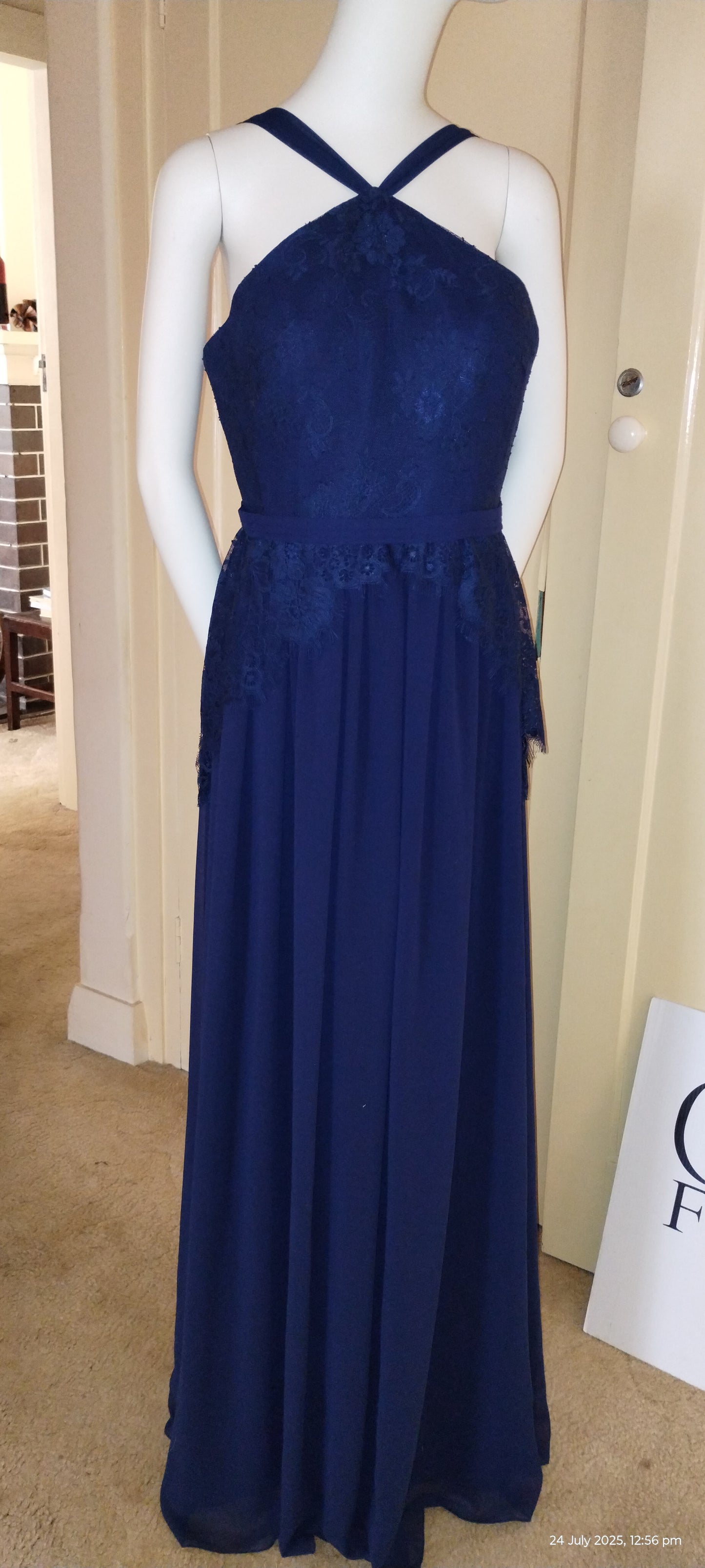 F Size 14 Navy blue halterneck full length dress