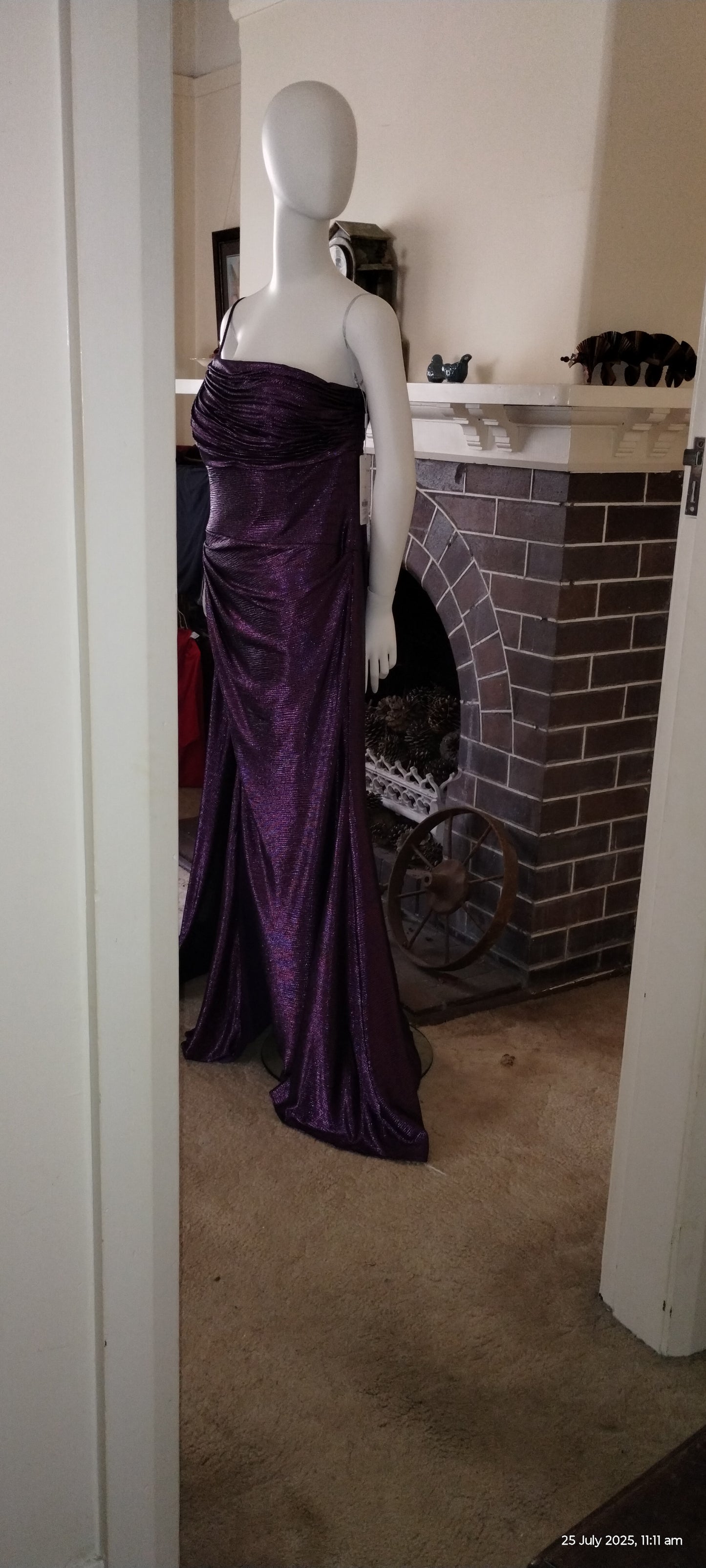 F size 14 purple glitter long dress