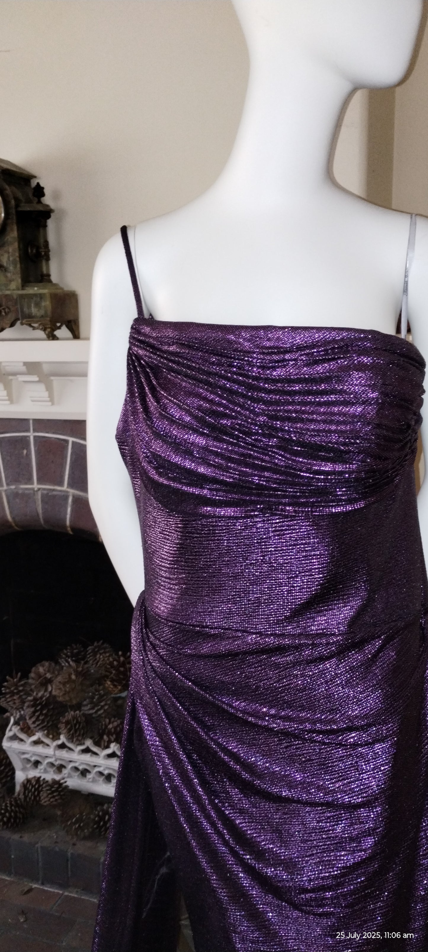 F size 14 purple glitter long dress