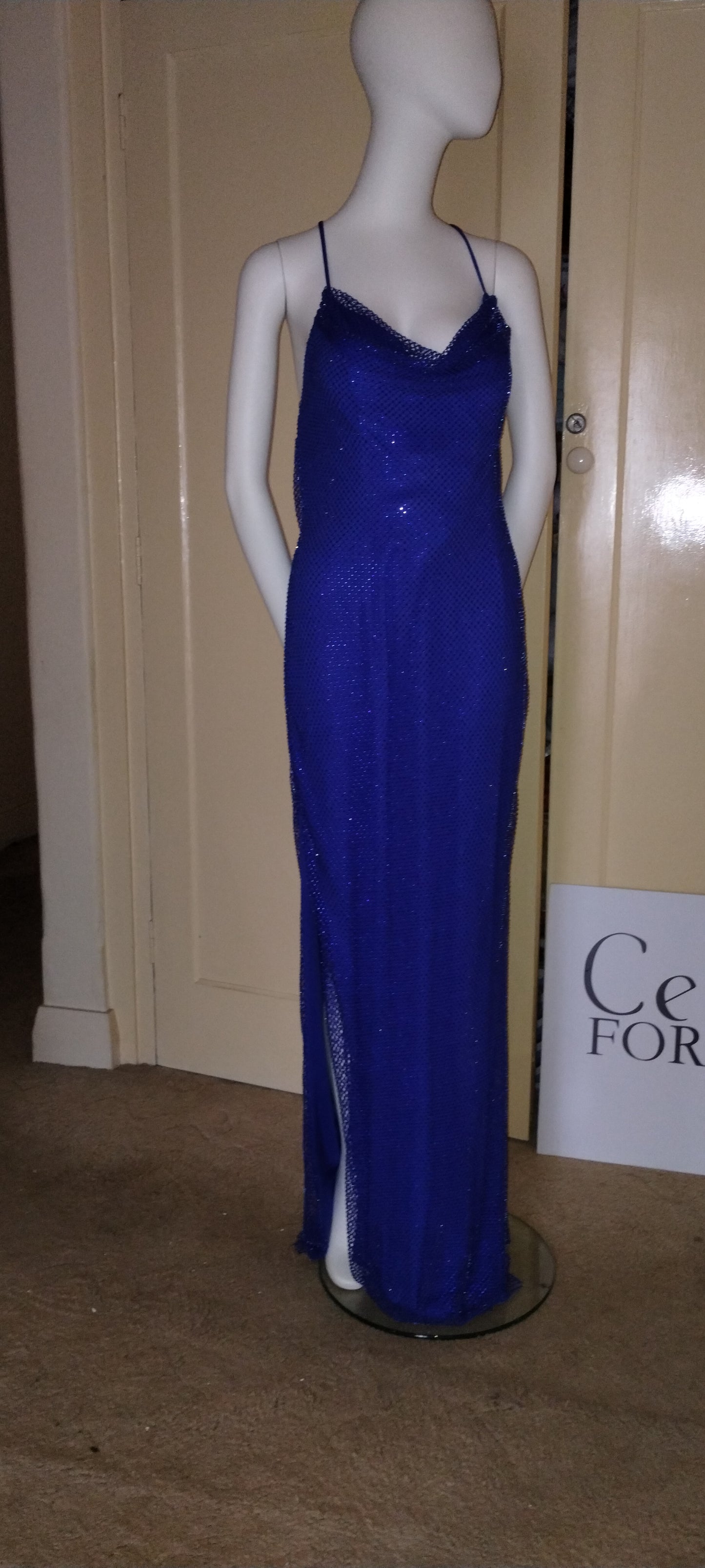 E Size 12 cobalt backless long dress