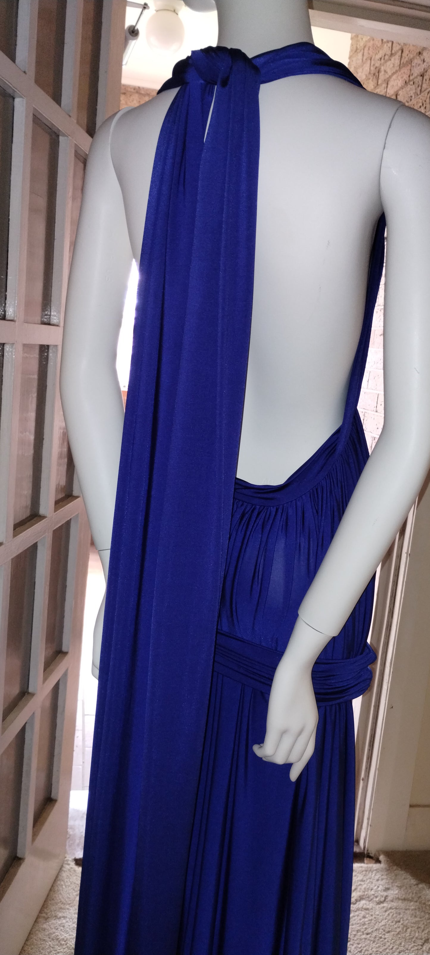 O one size fits all cobalt backless dress
