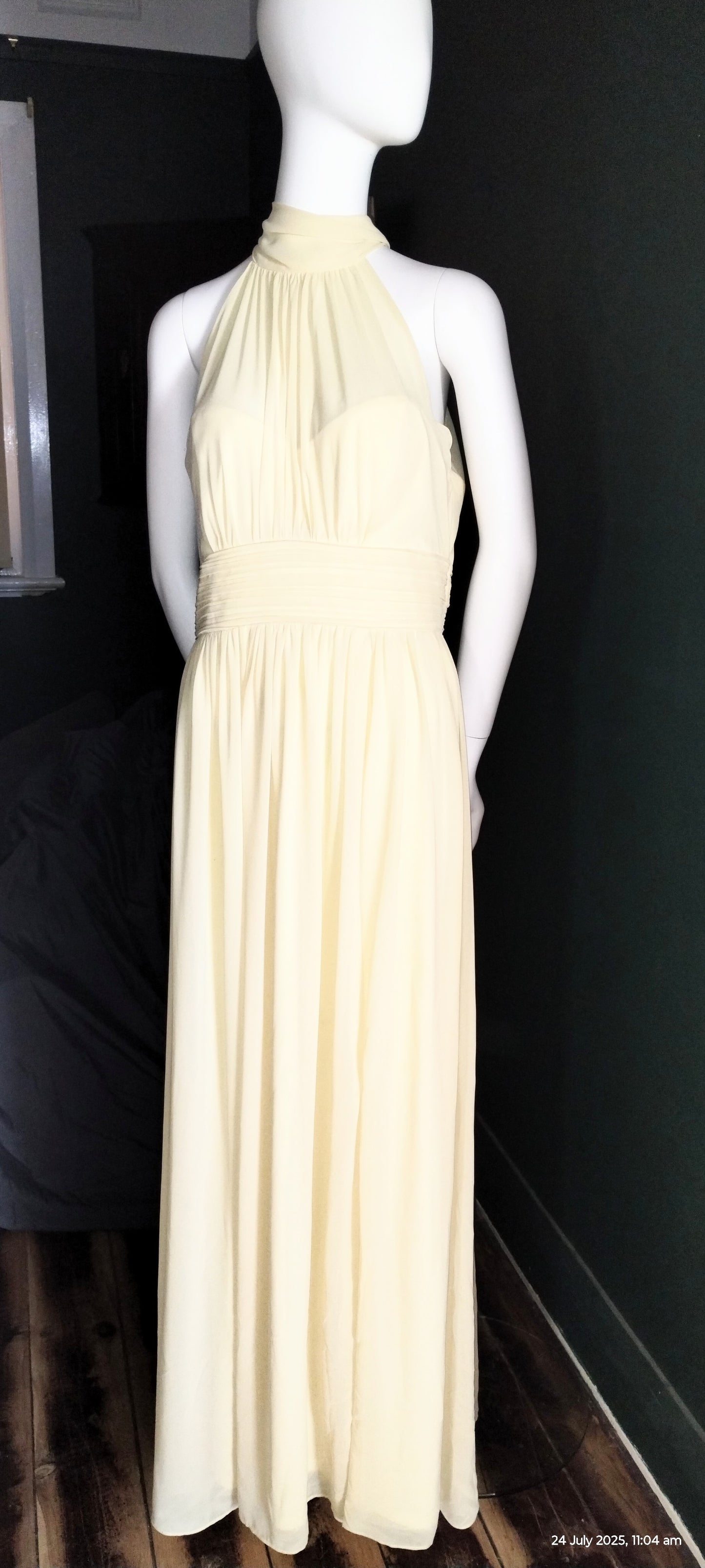 F Size 14 Yellow 50s inspired full length dress
