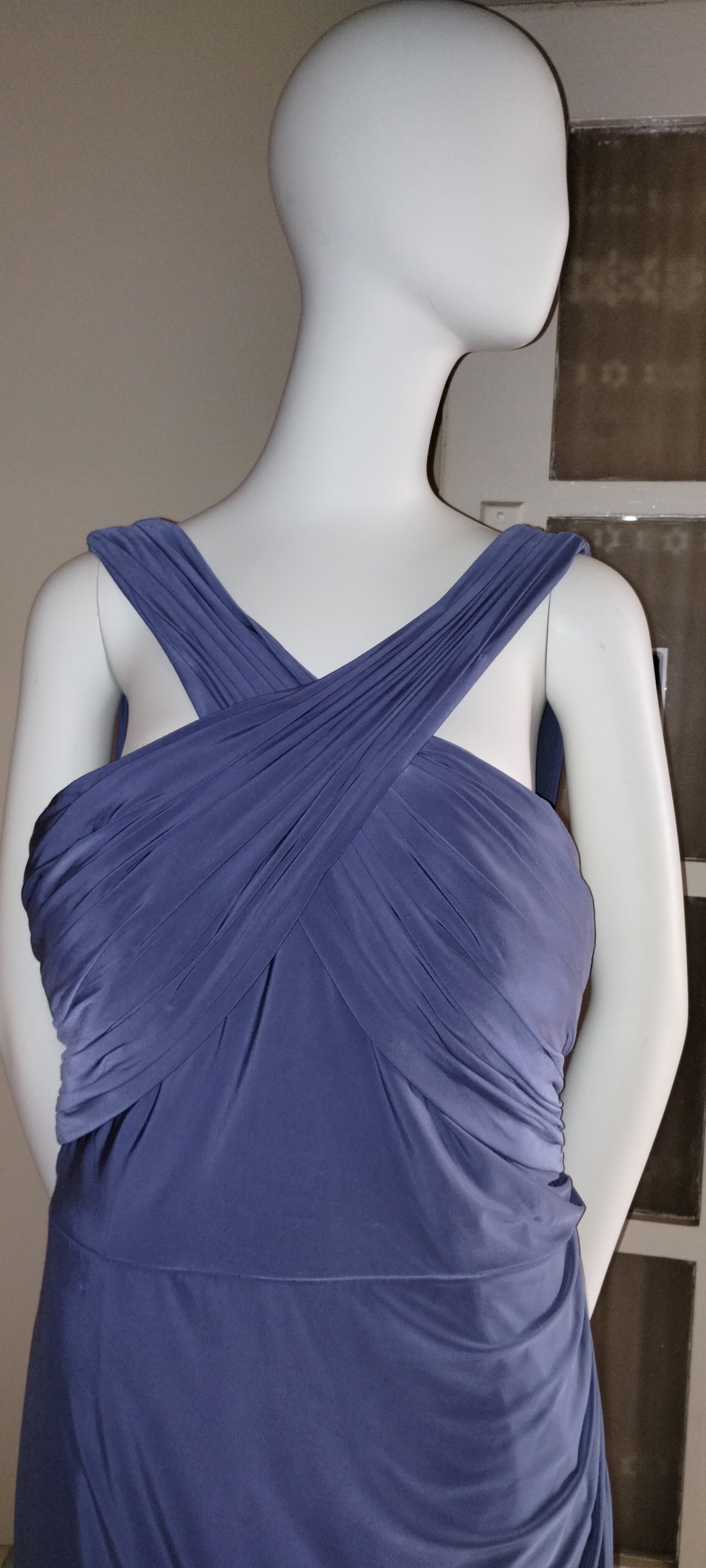 H Size 18 Slate blue crossover bodice dress