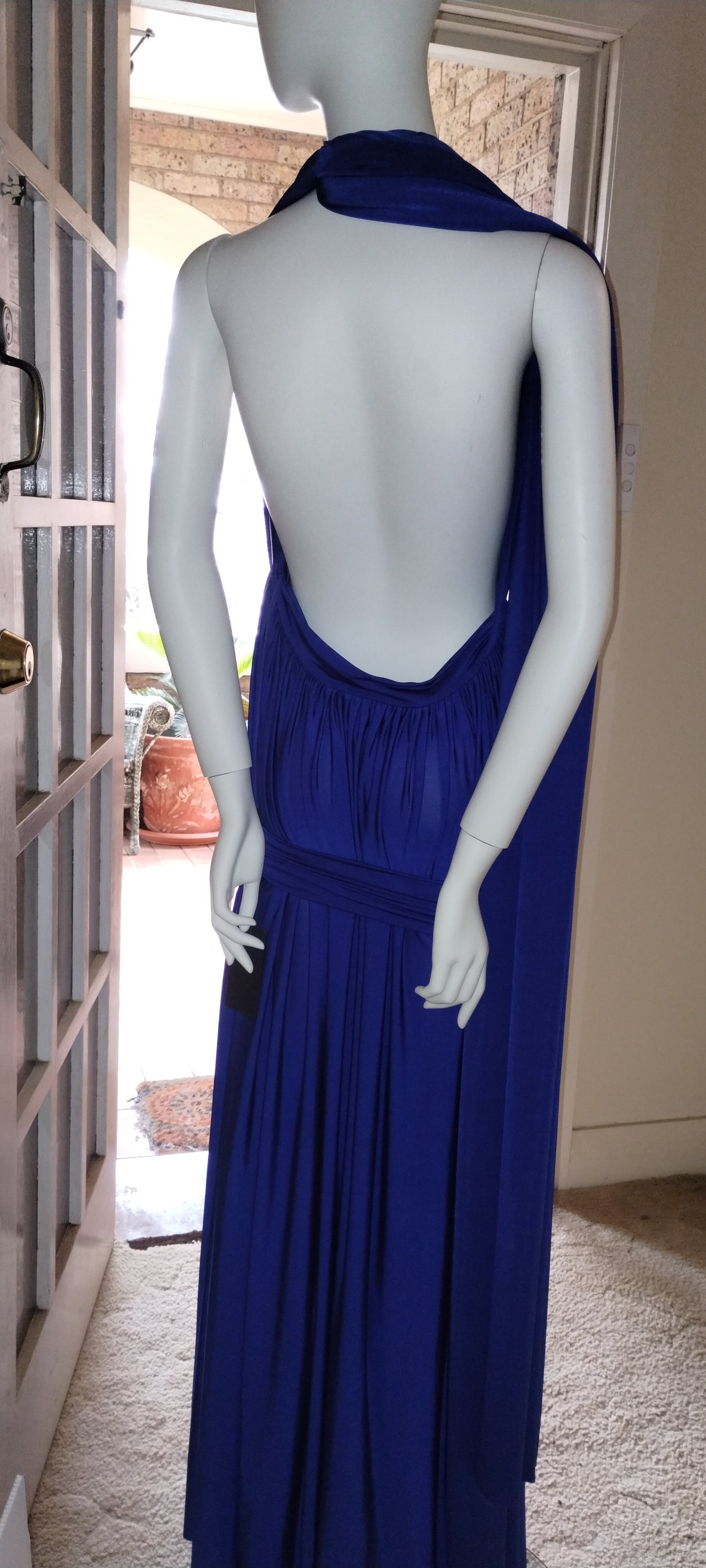 O one size fits all cobalt backless dress