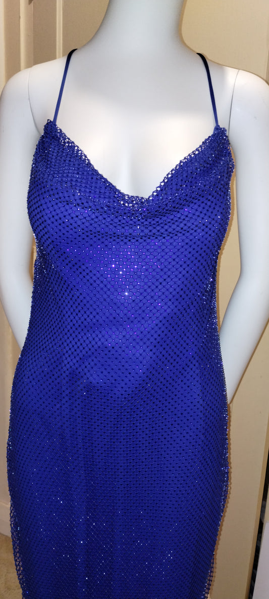E Size 12 cobalt backless long dress