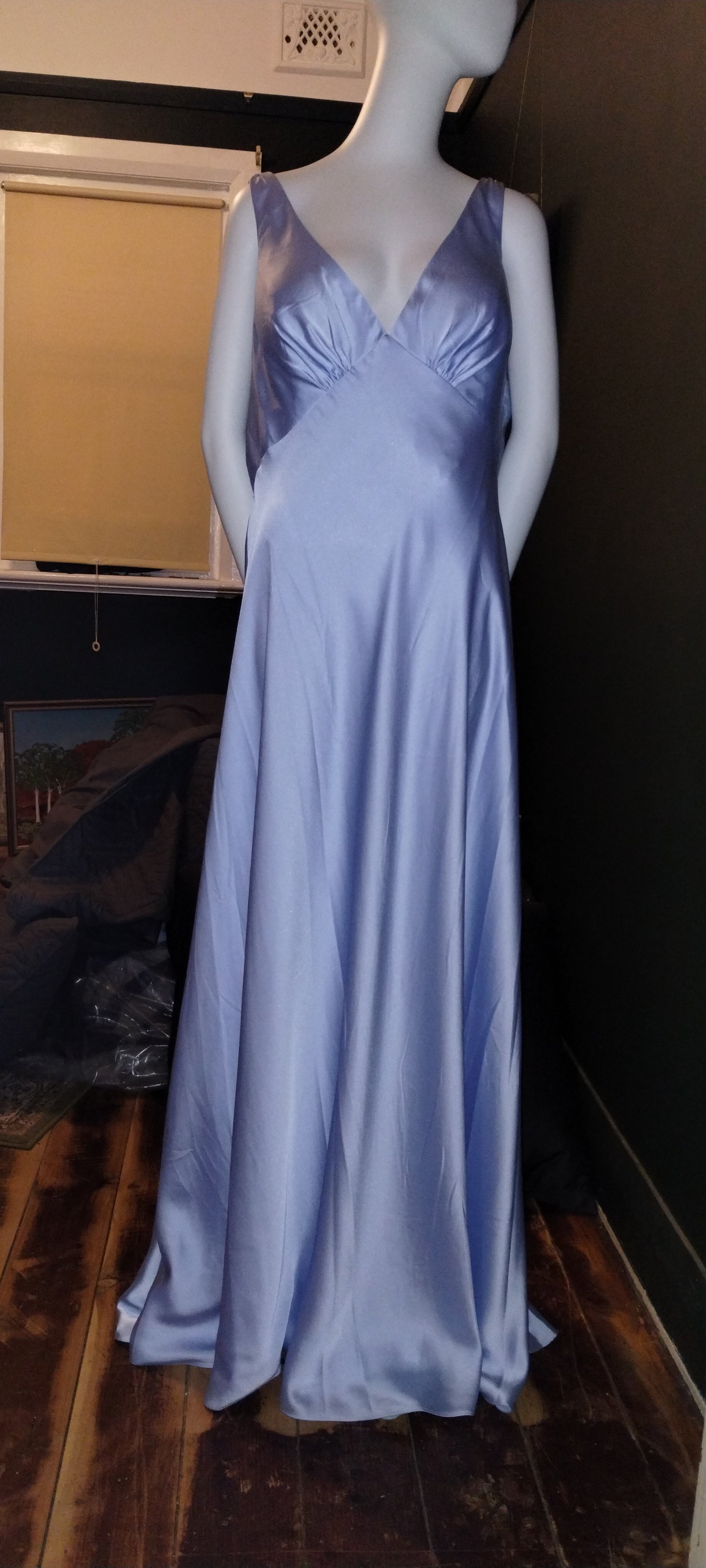 I Size 20 light blue satin long dress