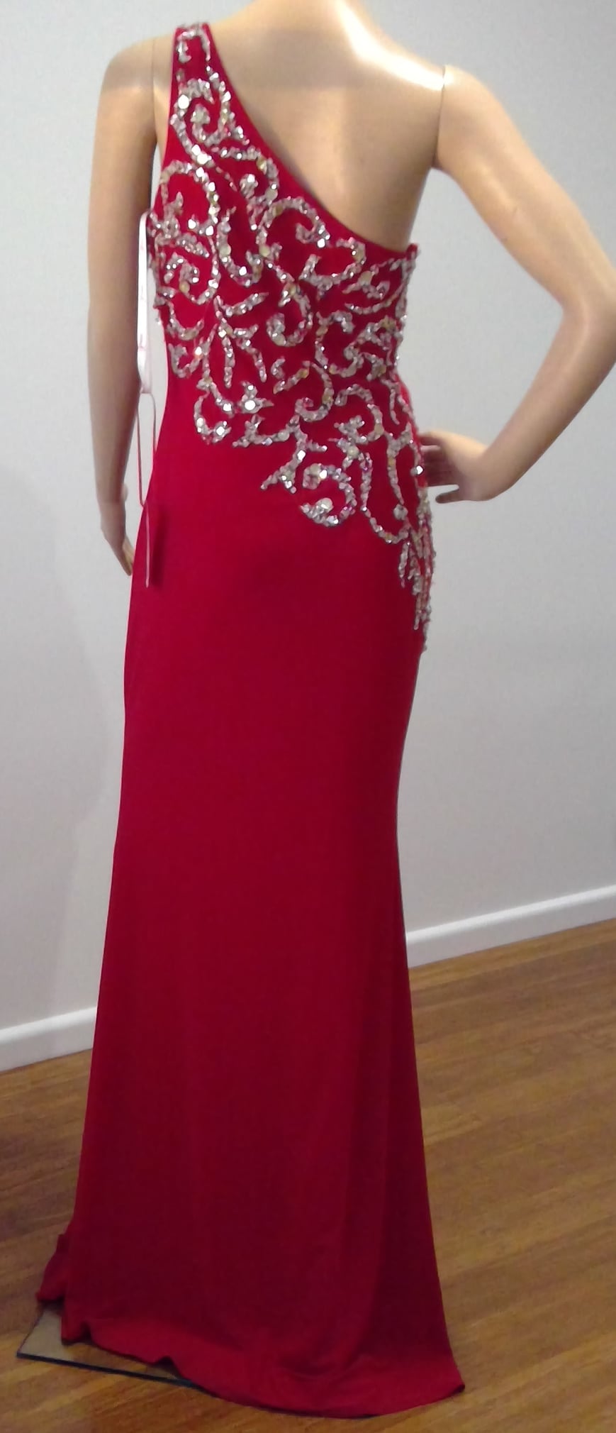 d size 10 Red beaded one shoulder dress