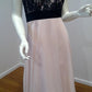 f size 14 black lace bodice, pink knee length skirt
