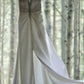 e Size 12 Offwhite dramatic plunging neckline beaded satin dres