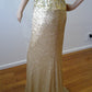 e Size 12 Gold sheath dress diamante bodice