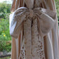 e Size 12 Gold Halter neck full skirt-detail, cutwork and beading