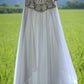 e Size 12 White beaded bodice full skirted dress