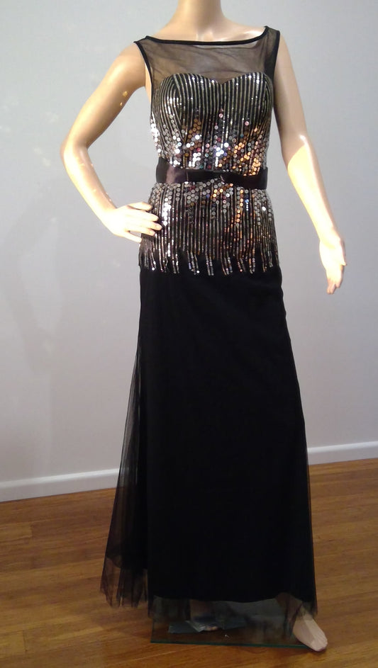 d Size 10 Black & silver sequinned dress