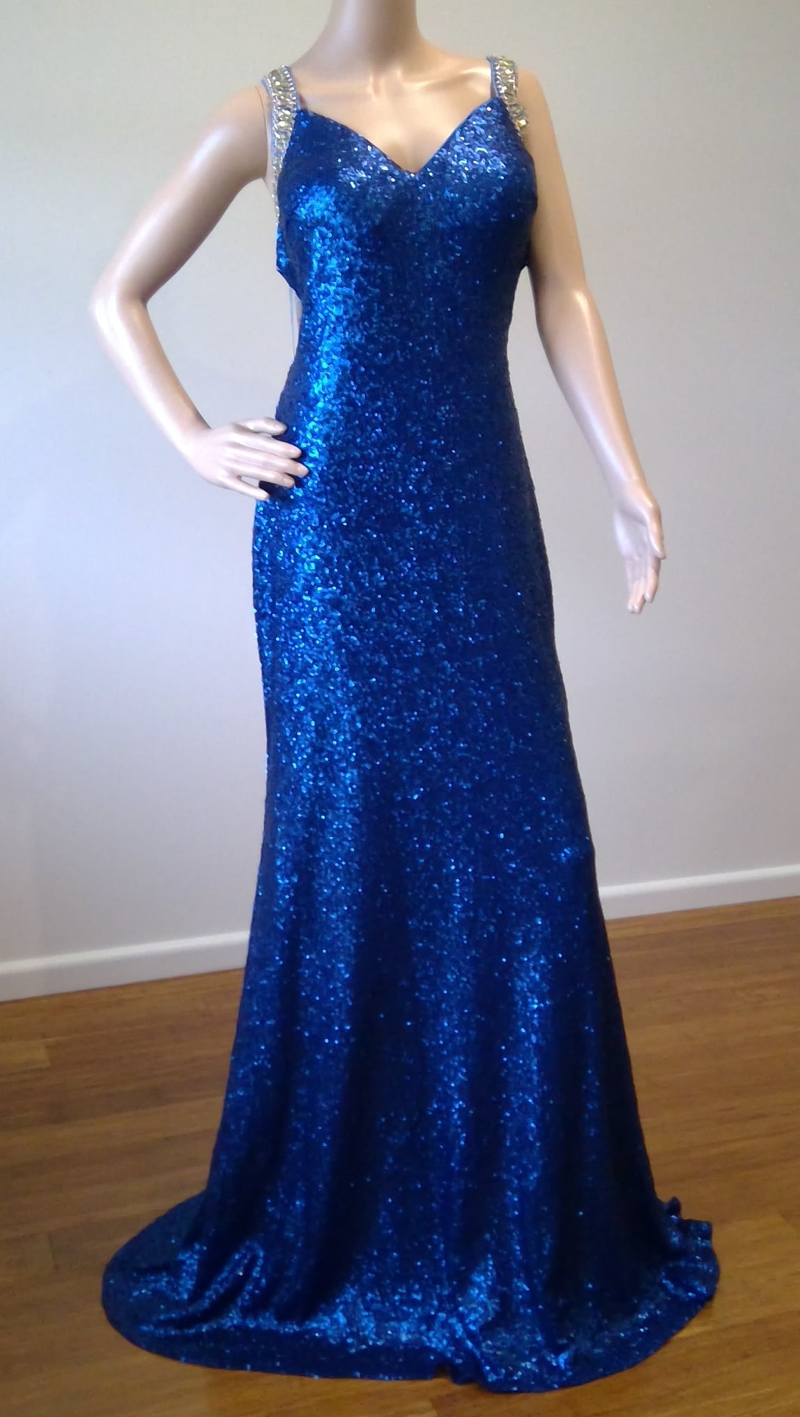 f Size 14 Blue sequinned low back dress