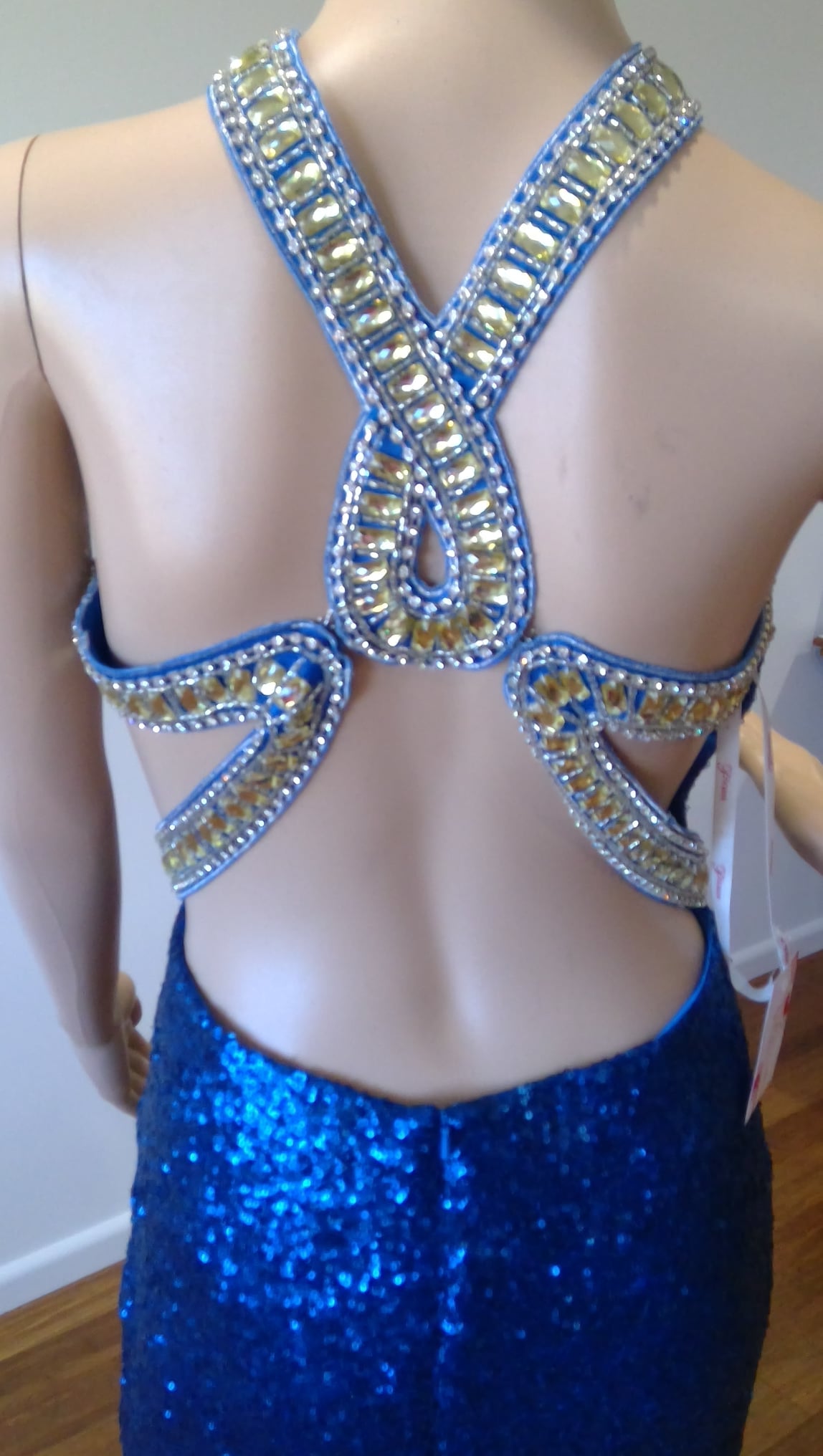 f Size 14 Blue sequinned low back dress